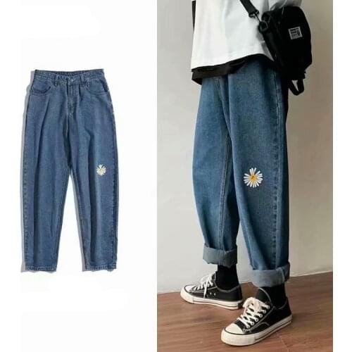 Hip Hop Straight Mens Jeans 2020 Spring Fashion Pants Man Casual Collage Harem Vintage Washed Denim Pants S-2XL