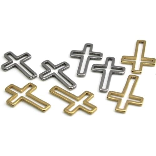 Religious Cross Charms Stainless Steel Pendant Bracelet Connectors Gold Plated Earring Making Supplies DIY Jewelry Findings