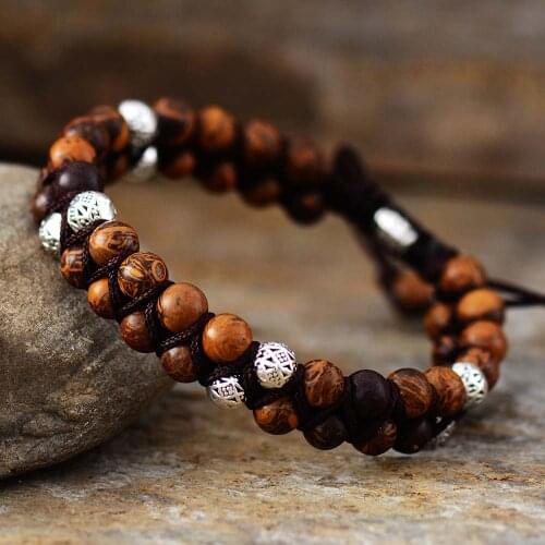 Vintage Wristband Men Bracelets Natural Stones Tibetan Beads String Braided Friendship Couples Bracelets Bangles Lovers Jewelry