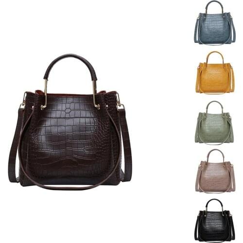 Stone Pattern PU Leather Bucket Bags for Women Small Shoulder Messenger Bag Lady Fashion Handbags Luxury Totes