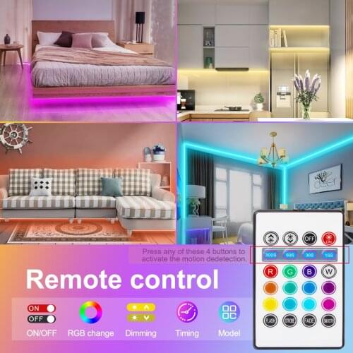 RGB LED Strip Under Bed Light with Motion Sensor And Remote for Baby Crib Cabinet Battroom Stairs Doorway Light Strip