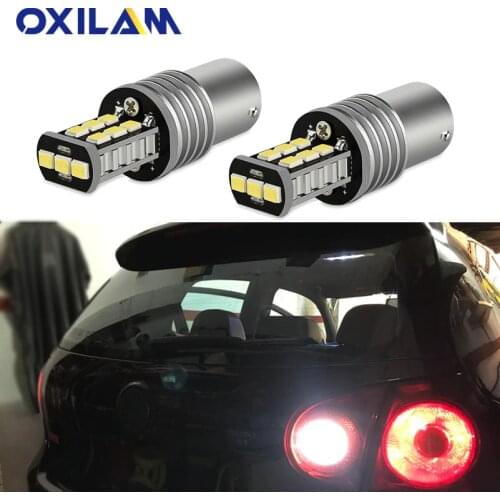OXILAM 2Pcs BA15S LED Bulbs Canbus No Error P21W 1156 Led Backup Reverse Light for Volkswagen VW Passat B5 B6 01-10 DRL Car Lamp