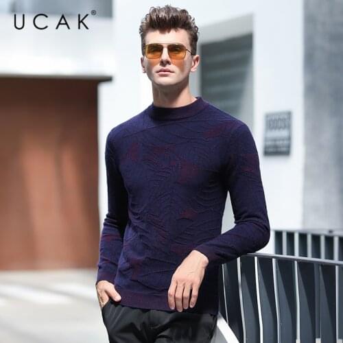 UCAK Brand Streetwear Thick Warm Sweater Men Clothes 2020 Winter Pure Merino Wool O-Neck Sweaters Men Clothing Pull Homme U3187
