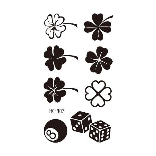 Clover Dice Billiards Temporary Tattoo Sticker Waterproof Women Men Adults Fake Body Art New Design 10.5X6cm Kids Hand Tatoo