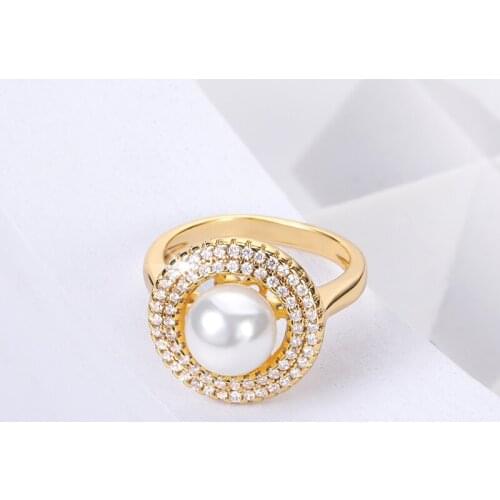 High Quality Trendy Pearl Zircon Gold Finger Rings For Woman 2021 New Fashion Korean Jewelry Luxury Party Adjustable Girls Ring