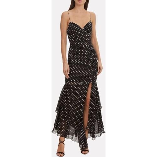 Ukraine Acetate Dress Longo Limited Direct Selling Vadim Women Dress Summer Halter Dot Sling Irregular Long Robe Femme Ete 2019