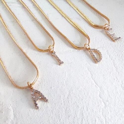 Letter necklace female European and American ins zircon necklace simple snake bone chain hip hop necklace niche necklace choker