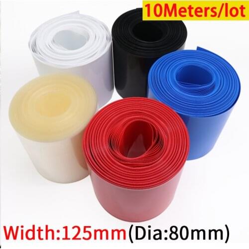 10M Width 125mm PVC Heat Shrink Tube Dia 80mm Lithium Battery Insulated Film Wrap Protection Case Pack Wire Cable Sleeve