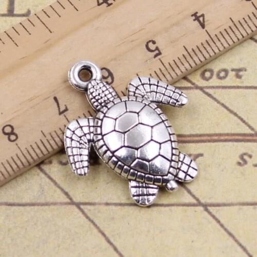 8pcs Charms Tortoise Turtle Sea 26x23mm Antique Silver Color Pendants Making DIY Handmade Tibetan Finding Jewelry