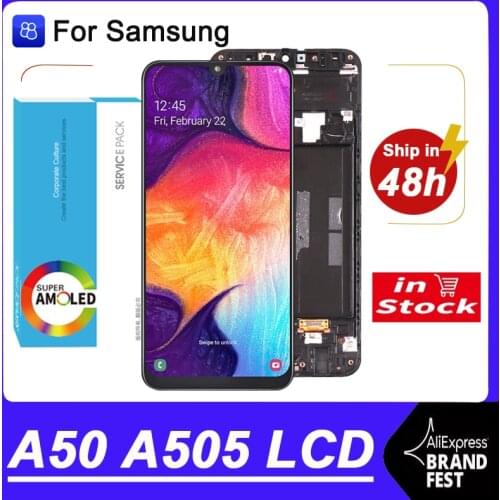 100% Original 6.4'' AMOLED Display For Samsung Galaxy A50 2019 SM-A505F/DS A505F A505FD A505A Full LCD Touch Screen Repair Parts