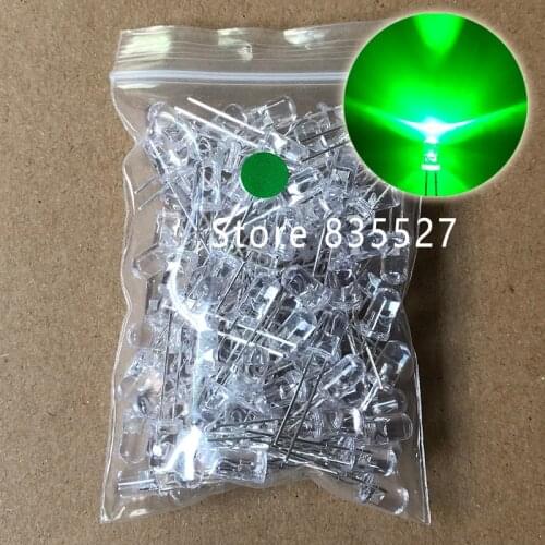 100pcs / LOT F5 5MM Round LED Water and Clear Emerald Green Super Bright LED light emitting diode Kit DIP Lamp beads