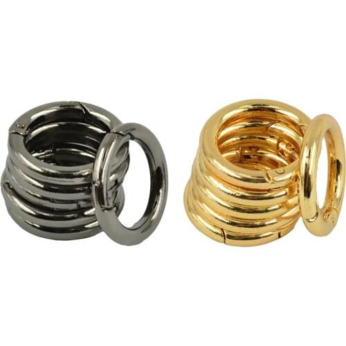 12Pcs 28mm Spring Gate O-Rings Mini Round Snap Hooks Spring Ring Key Carabiner Camping Black Golden