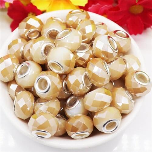 20Pcs Faceted Glass Murano Beads Silver Plated Rondelle Spacer Beads Fit Pandora Bracelet Necklace Crafts DIY Jewelry Making