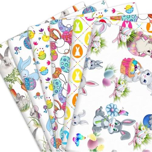 50*45cm Easter Rabbit Patchwork Printed Pure Cotton Or Polyester Cotton Material Fabric DIY Tissue Sewing Quilting Needlework