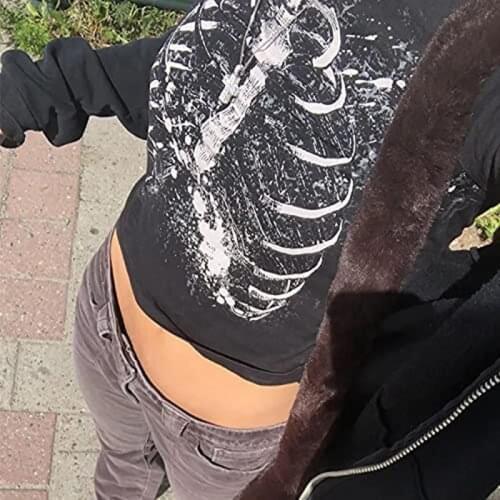 90S Vintage Skeleton T-Shirt Y2K Aesthetic Gothic Harajuku Grunge Graphic Print Crop Top Punk Streetwear Women Summer Sweat Tee