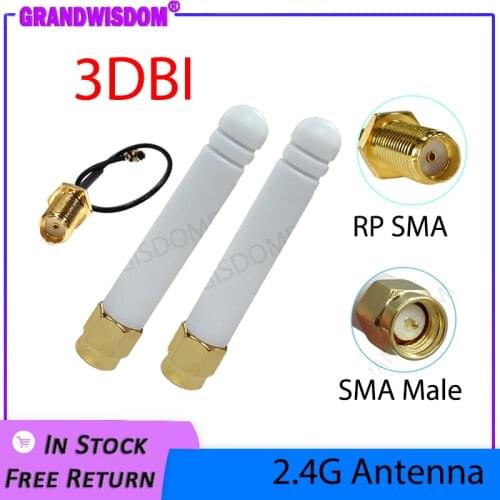 2.4Ghz antenna wifi 2~3dbi SMA male 2.4 ghz antena wi fi antenne Zigbee Small Size aerial + PCI U.FL IPX to RP-SMA Pigtail Cable