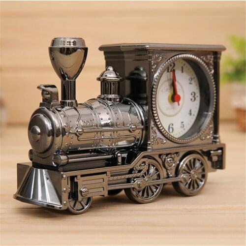 Antique Creative Train Alarm Clock Home Desk Table Clocks Ornaments Kids Bedroom Bedside Digital Clock Alarm Watch Decoration