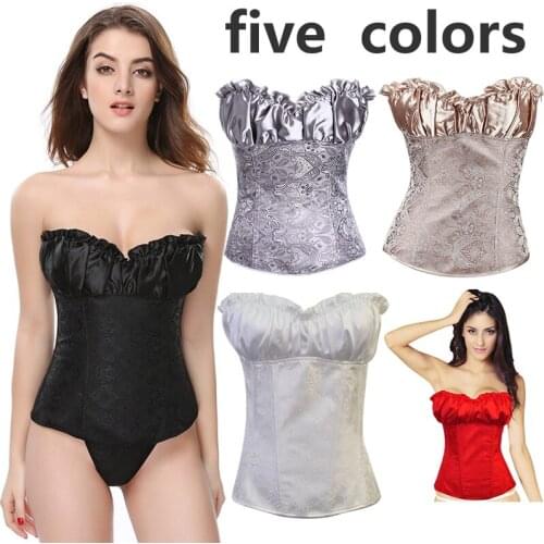 Women Sexy Waist Trainer Corset Lace Up Corsets Bustiers Waist Cincher Corset Burlesque Plus Size Overbust Corselet Gothic Lady