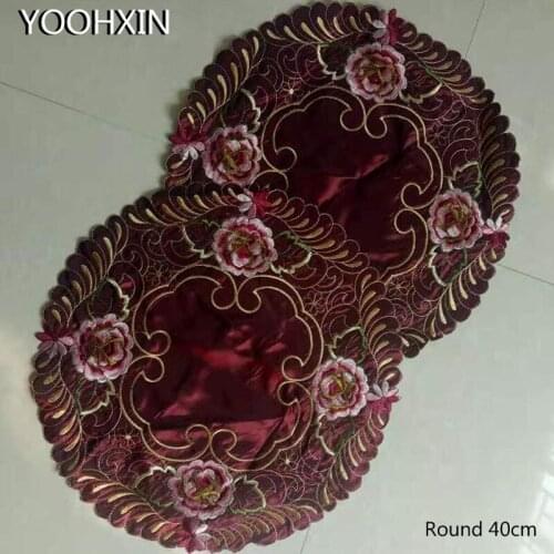 Europe satin Insulation embroidery lace table place mat pad cloth cup Christmas wedding coaster placemat doily kitchen tableware