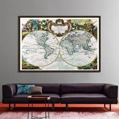 150x225cm Mappe Monde Nouvelle Medieval Vintage French Map For Culture And History Research