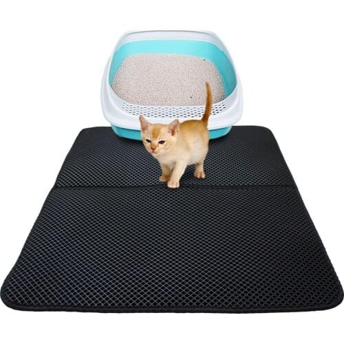 Pet Cat Litter Mat EVA Double-Layer Cat Litter Trapper Mats with Waterproof Bottom Layer non-slip pet litter Black Cat Bed mat