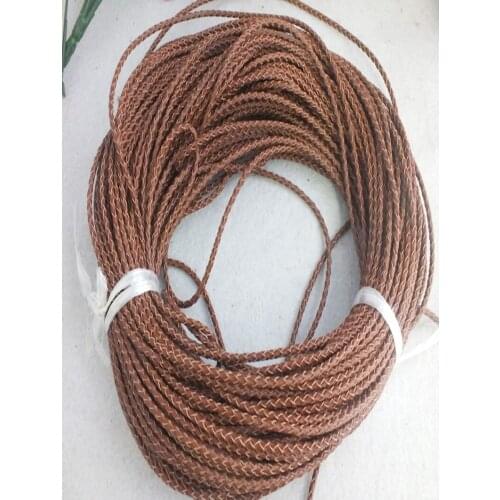 Wholesale 50M/lot 3mm For Jewelry Making Findings 3mm Brown Braided Leather Cord