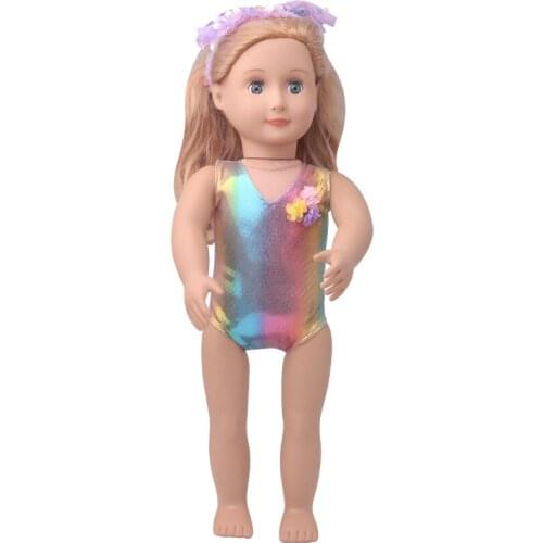 18-inch Girls doll clothes Sparkling rainbow swimsuit bathing fit 40-43 cm baby Boy dolls American doll dress toys for doll c913