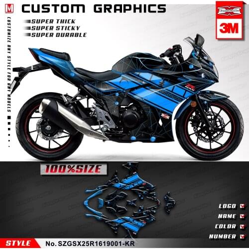 KUNGFU GRAPHICS Motorcycle Sticker Kit Vinyl Wrap Racing Decal for GSX250R 2016 2017 2018 2019 2020 Blue
