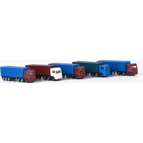 1:150 Scale Model Container Truck Lorry Vehicles N Gauge Architecture Model Building Scenery Supplies, Pack of 5