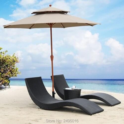 Metal frame with Rattan Sun Lounger For Pool / Garden / Beach -all weather