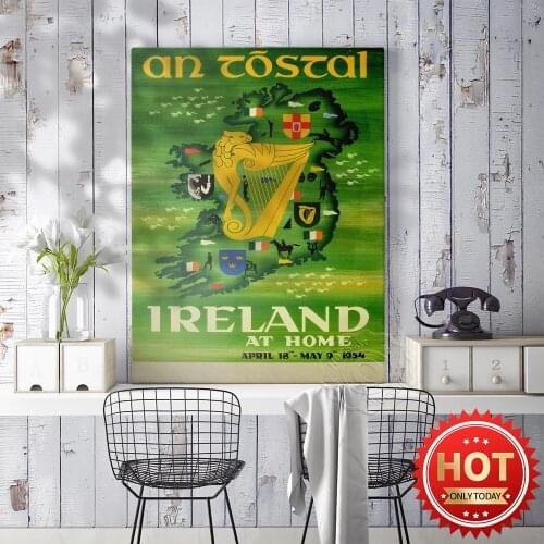 World City Travel Wall Art, Ireland at Home Print Art, Travel Poster, Ireland Map Wall Picture, Country Landscape Prints Poster