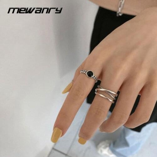 Mewanry 925 Sterling Silver Rings New Fashion Open Ring Creative Design Vintage Wedding Holiday Party Gift for Women Wholesale