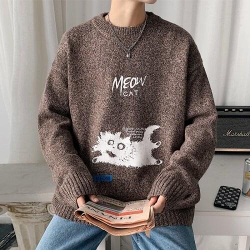 2021 autumn and winter new thick quality sweater mens Japanese large size sweater all-match student shirt