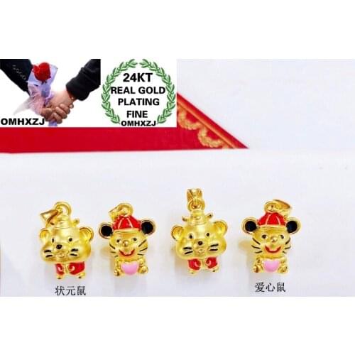 OMHXZJ Jewelry Wholesale CA368 European Fashion Fine Woman Man Party Birthday Wedding Gift Rat Beads DIY 24KT Gold Pendant Charm