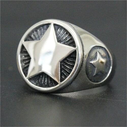 Support Dropship Newest 4 Color Star Ring 316L Stainless Steel Jewelry Cool Band Party Personal Design Ring