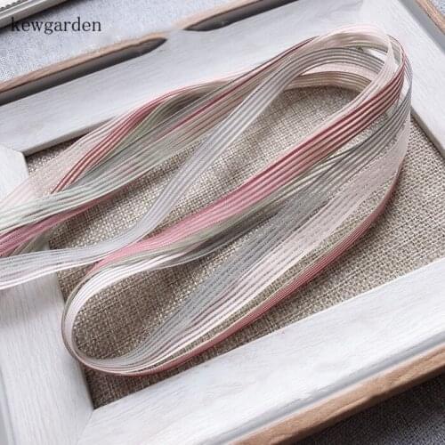 Kewgarden 10mm 3/8" Stripe Organza Ribbons Handmade Bowknot Yarn Ribbon DIY Tape Riband Clothing Accessories 10m /lot