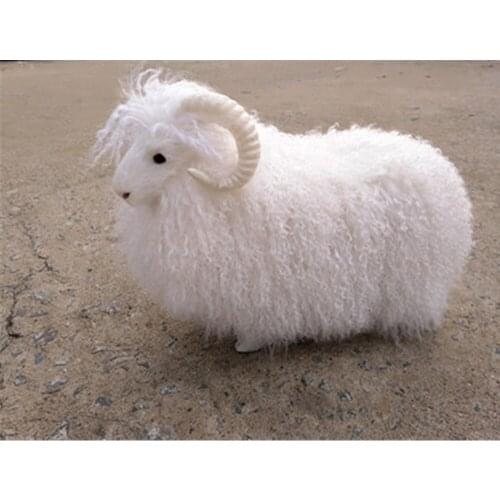 Fancytrader Realistic Simulation Sheep Plush Toy Stuffed Fluffy Animals Goat Doll Kids Gift Decoration 38x30cm