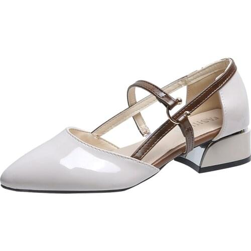 Pointed Toe Sandals Womens Thick Heel New French Retro Mary Jane Sandals Heels for Women Zapatos De Mujer Shoes Woman