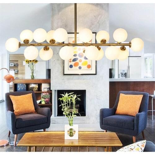 SGROW Ball Chandelier LED Lamps 16 Heads Bubble Glass Ball Lights for Living Room Bedroom Glass Hanging Lamp Lighting Fixtures