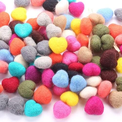 Candy Color Heart Shape Wool Felt 3CM Mini Pompon Balls Crafts For DIY Sewing Handmake Earrings Jewelry Making Headdress Decorat