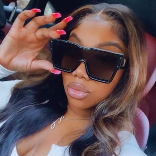 2021 Punk Square Retro Sunglasses Women Trendy Deisgner Pink Oversized Sun Glasses Female Waterproof One Piece Luxury Shades