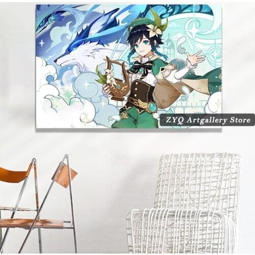 Genshin Impact Painting Prints Modern Anime Poster Venti Dorm Wall Decor Office Home Decor Artwork
