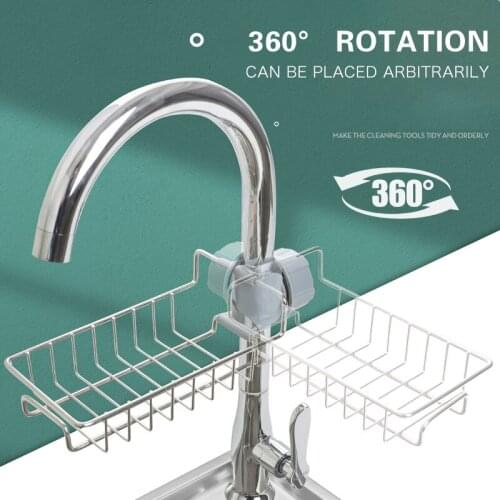 Stainless Steel Faucet Rack Kitchen Sponge Dishcloth Towel Holder Sink Storage Rack Drainer Bathroom Soap Rag Shelf Storage Rack