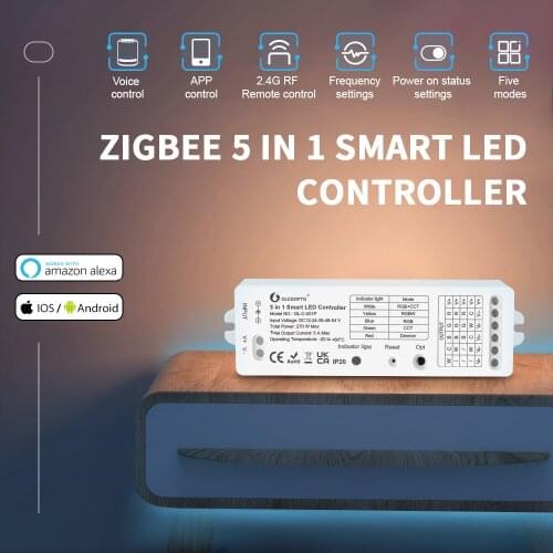 Zigbee 3.0 DC12-54V 5 in 1 LED Strip Controller single color RGB/RGBW/RGB+CCT/ CCT Lamp Tape Dimmer APP/Voice/ Remote Control