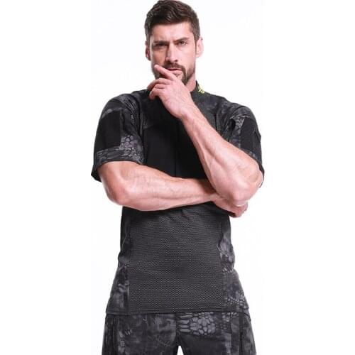 Tactical Army Camouflage Shirt Tops Quick Drying Fishing Shirts Outdoor Clothing Hiking Camping Tees Crop Summer Shirts for Men