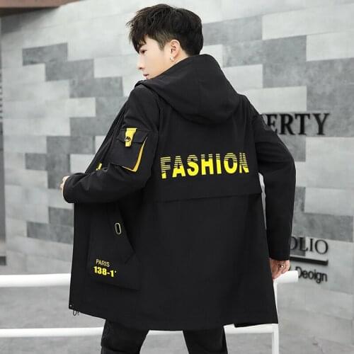 Windbreaker male mid-long spring and autumn 2021 new Korean version of the tide handsome leisure youth students autumn coat