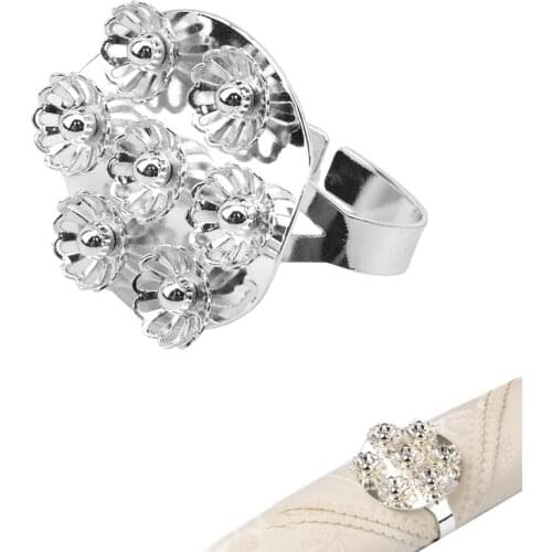 High Quality Stainless Steel Flower Shape Napkin Rings Upscale Hotel Napkin Ring Wedding Party Kitchen Table Decoration