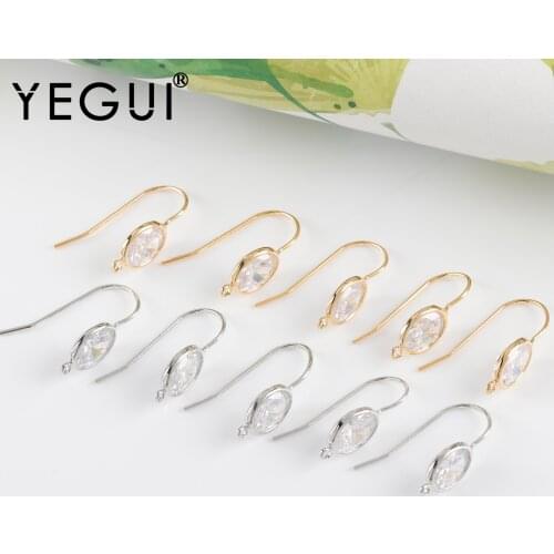 YEGUI M1060,clasp hooks,jewelry accessories,18k gold plated,copper metal,rhodium plated,zircons,charms,jewelry making,10pcs/lot