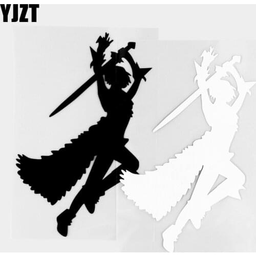 YJZT 15.0×9.9CM Angel With Sword Creative Art Car Sticker Vinyl Decal Classic Back Window Decoration Black / Silver 20C-0366