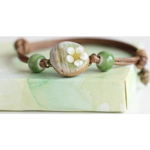 Fashion Bracelets For Women Ethnic Style Lady Womens Handmade Porcelain Beads Rope Bracelets Free Shipping #1499